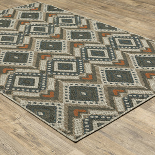 Oriental Weavers Latitude Grey/ Orange Geometric Indoor/Outdoor Rug 7'10"X10'
