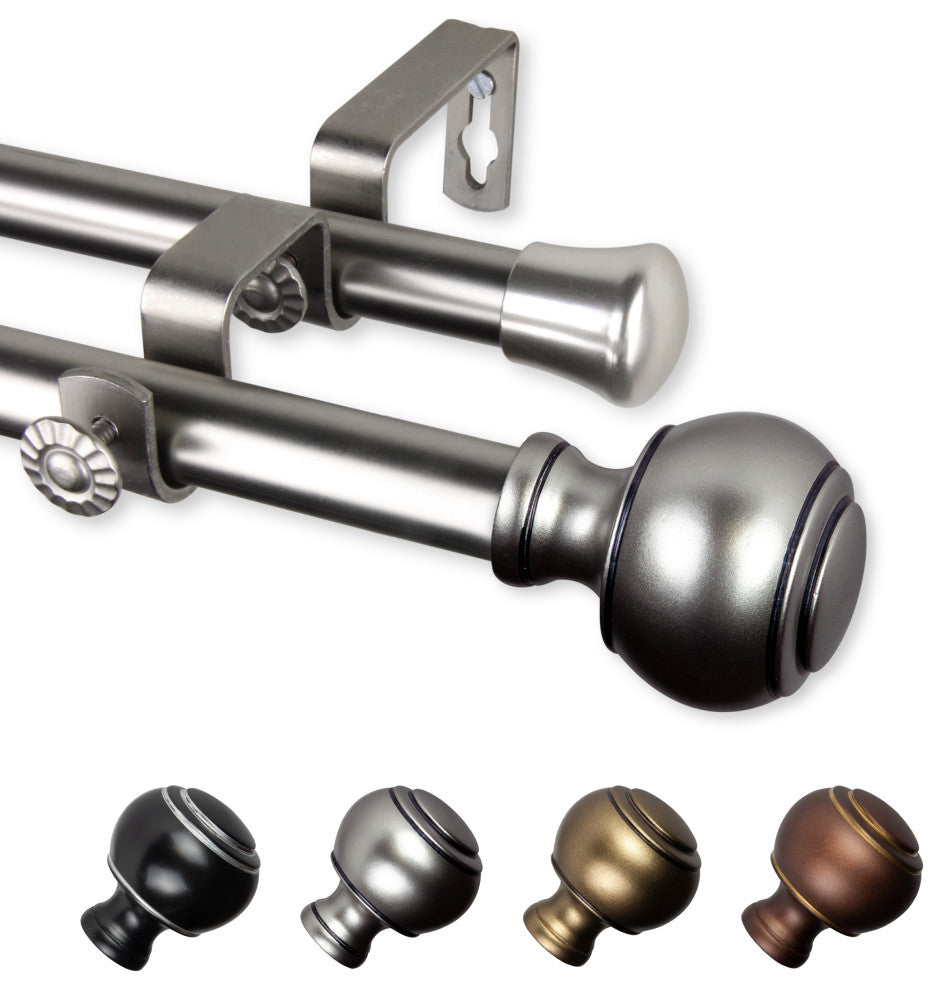 Hal 13/16" Double Curtain Rod Satin Nickel