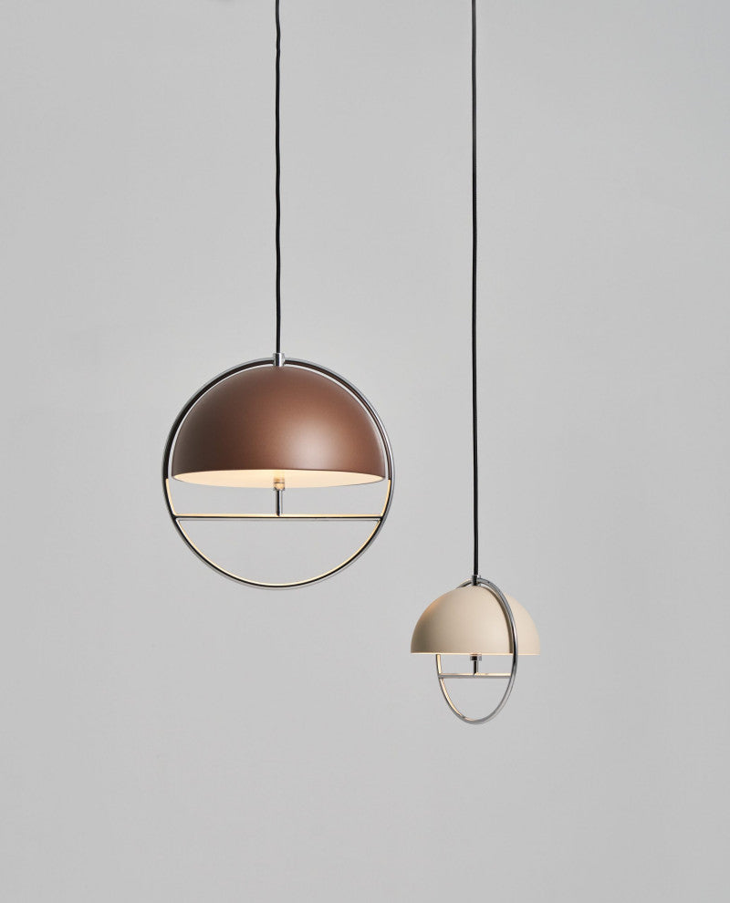 Huan Pendant, Oatmeal/Chrome, Small