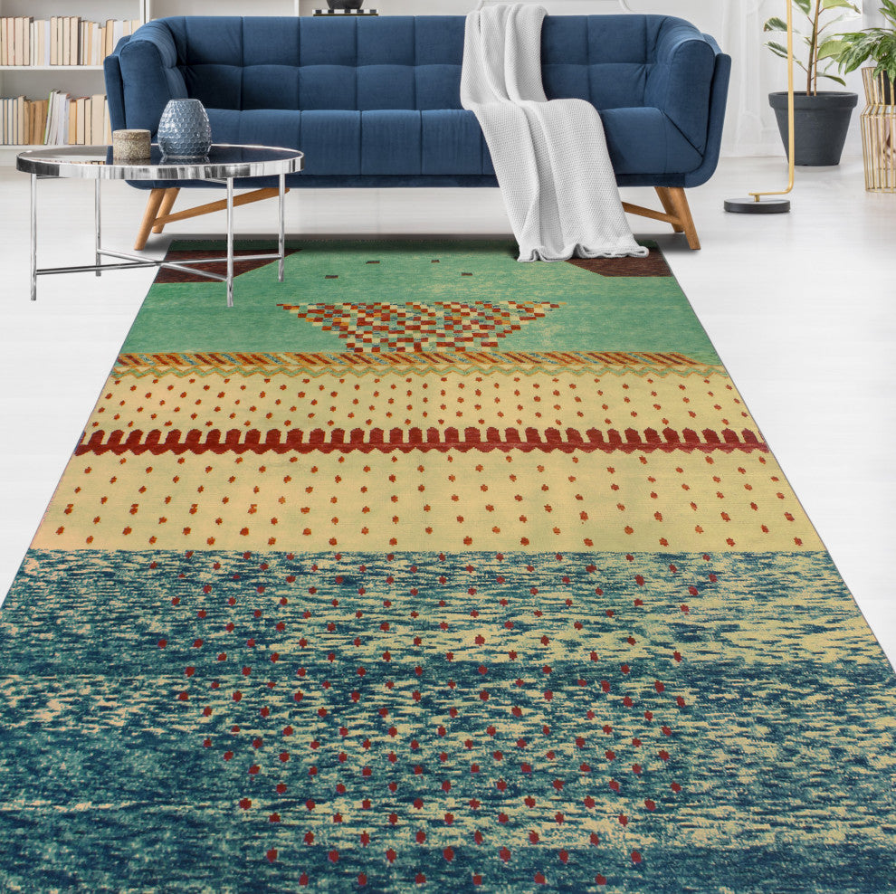 Balochi Adelayda Beige/Light Green Rug, 6'6x9'5