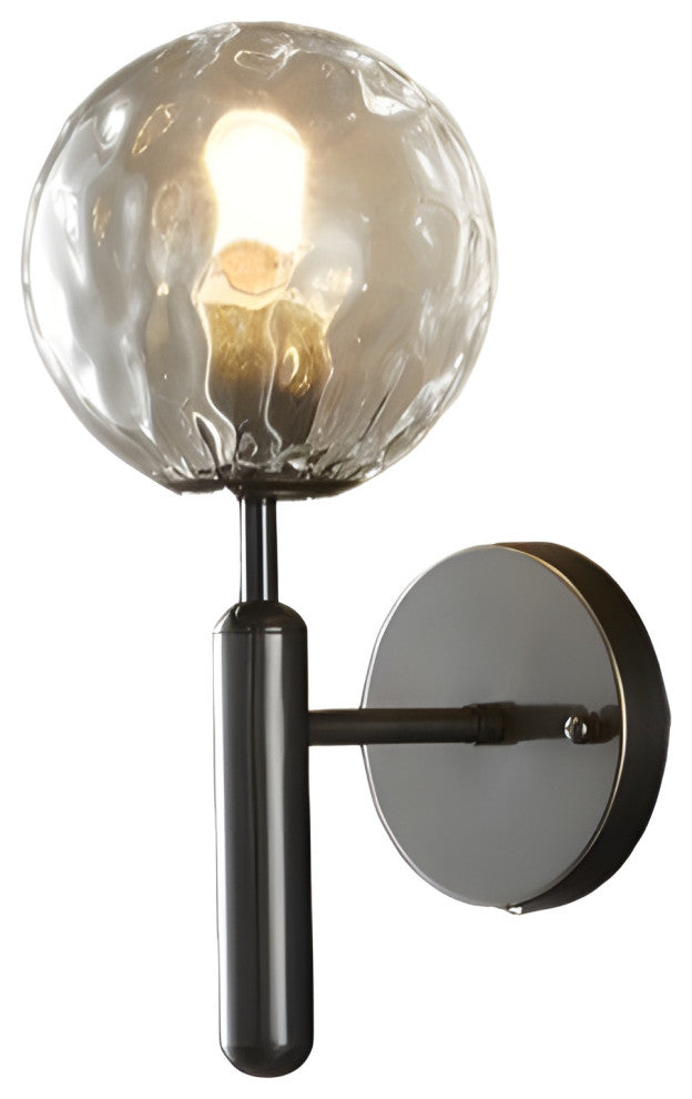 Modern Glass Wall Lamp in the Ball Shape, Living Room, Bedroom, Black, Transparent, Trichromatic Light