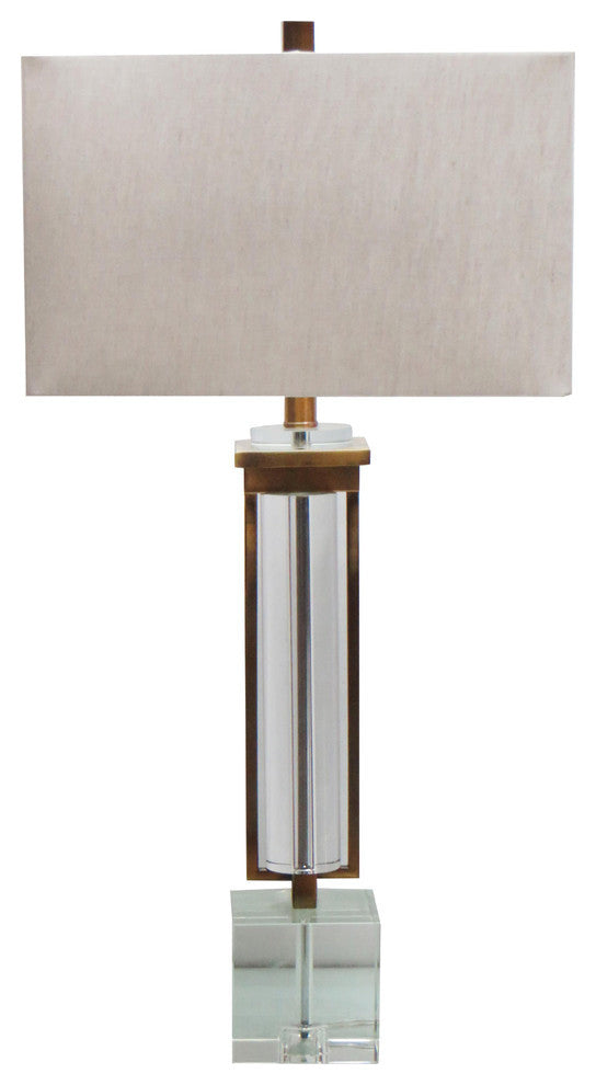 Crystal, Antique Brass Frame Table Lamp
