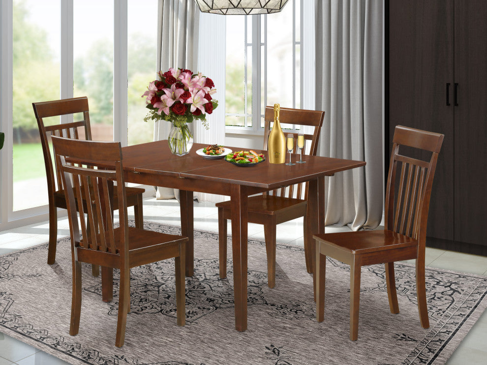 5 Pc Kitchen Table Set Table With Leaf And 4 Dining Table Chairs