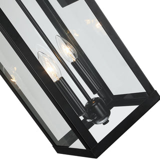 25.7" 2-Light Large Traditional Outdoor Wall Lantern Sconce, Matte Black