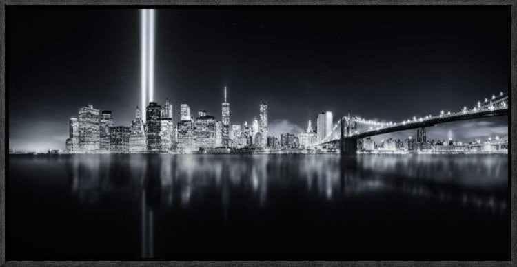 "Unforgettable 9-11" Framed Canvas Giclee by Javier De La, 23x12"