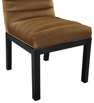Evelyn Upholstered Dining Chair, Saddle, Velvet, Black Finish