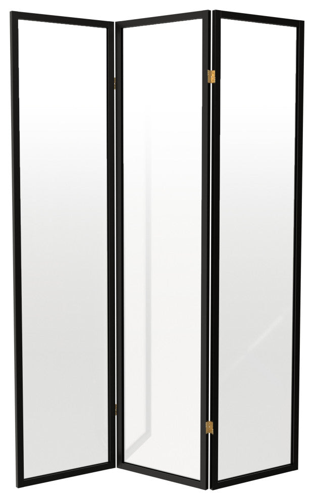 6' Tall Clear Screen Black, 3 Panel