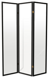 6' Tall Clear Screen Black, 3 Panel