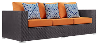 Convene 3 Piece Outdoor Patio Sofa Set-Espresso Orange