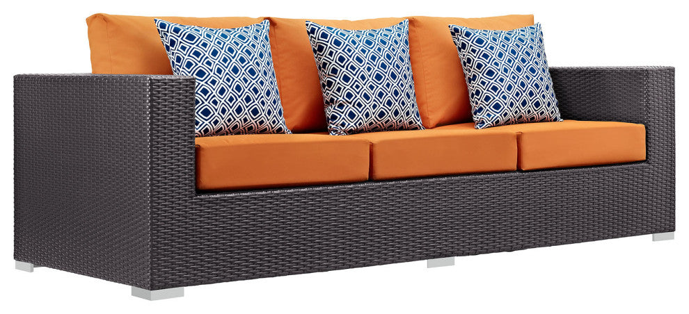 Convene 3 Piece Outdoor Patio Sofa Set-Espresso Orange