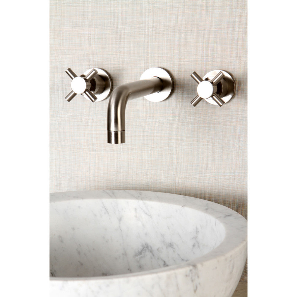 Kingston Brass Two-Handle Wall Mount Bathroom Faucet, Brushed Nickel