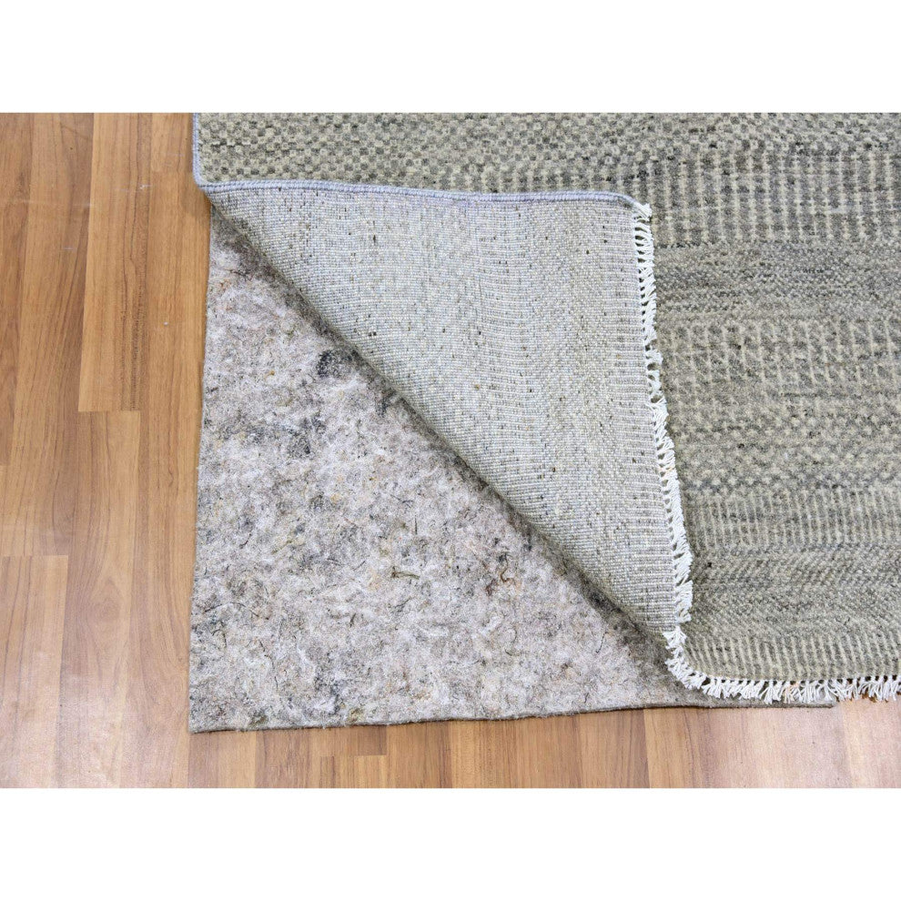 Perfect Gray Undyed Wool Modern Grass Design Hand Knotted Oriental Rug 3'x5'3"