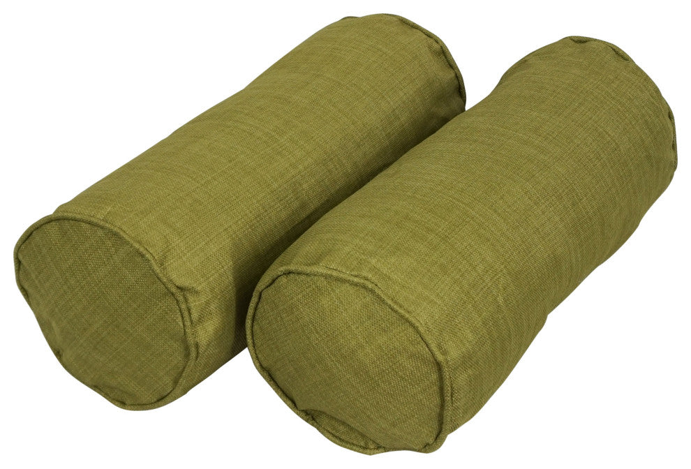 20"X8" Double-Corded Polyester Bolster Pillows With Inserts, Set of 2, Avocado