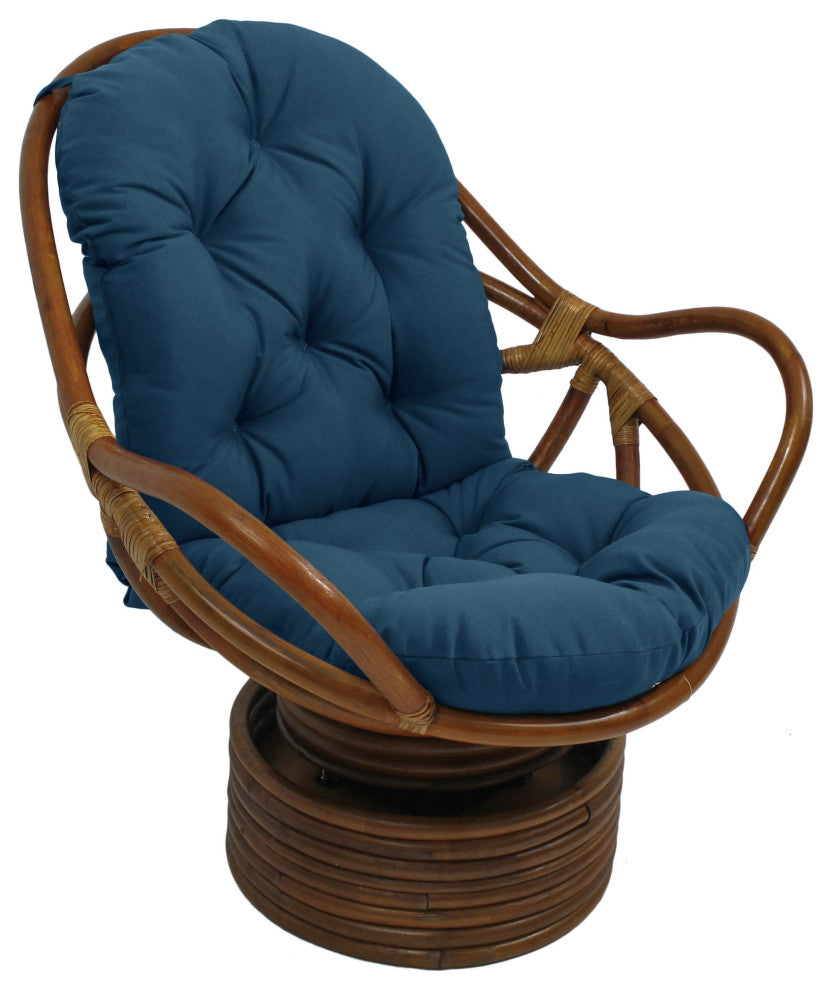 48"X24" Solid Outdoor Spun Polyester Swivel Rocker Cushion, Sea Blue