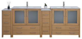 Vanity Art Freestanding Bathroom Vanity Set with Ceramic Top & Mirror