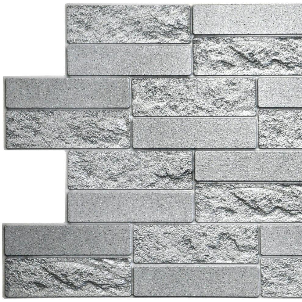 Grey Cement Brick 3D Wall Panels, Set of 10, Covers 52.8 Sq Ft