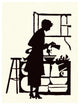 "Homemaker Waters Plants in a Home" Paper Print by Maxfield Parrish, 26"x34"
