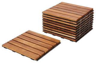 Safavieh Outdoor Osaka Wooden Floor Tile- 6 Slats-Acacia Natural