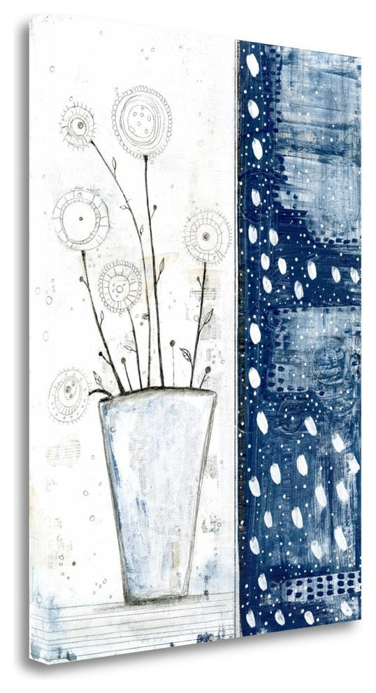 "White And Navy Floral" By Sarah Ogren, Giclee Print on Gallery Wrap Canvas