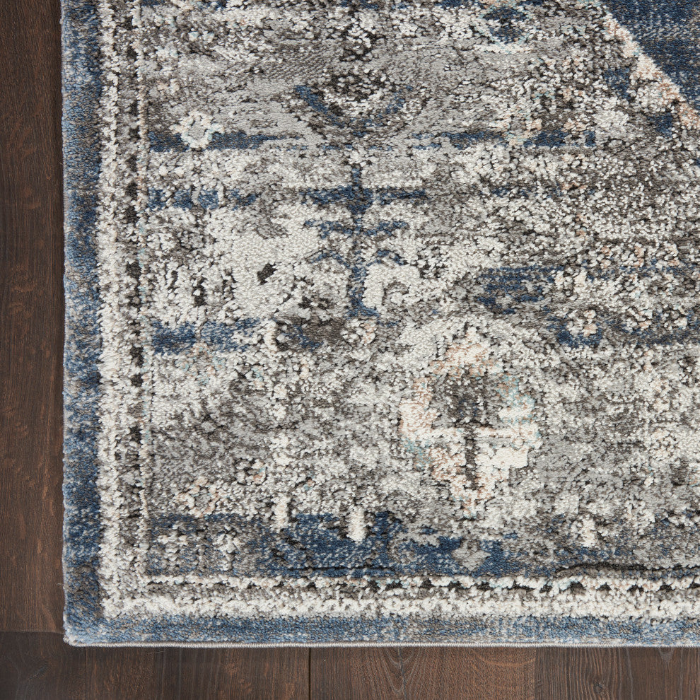 Nourison American Manor French Country Bordered Blue 4' x 6' Area Rug