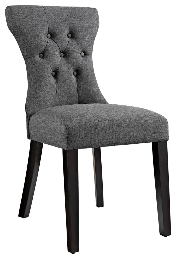 Modern Contemporary Dining Side Chair, Gray Fabric
