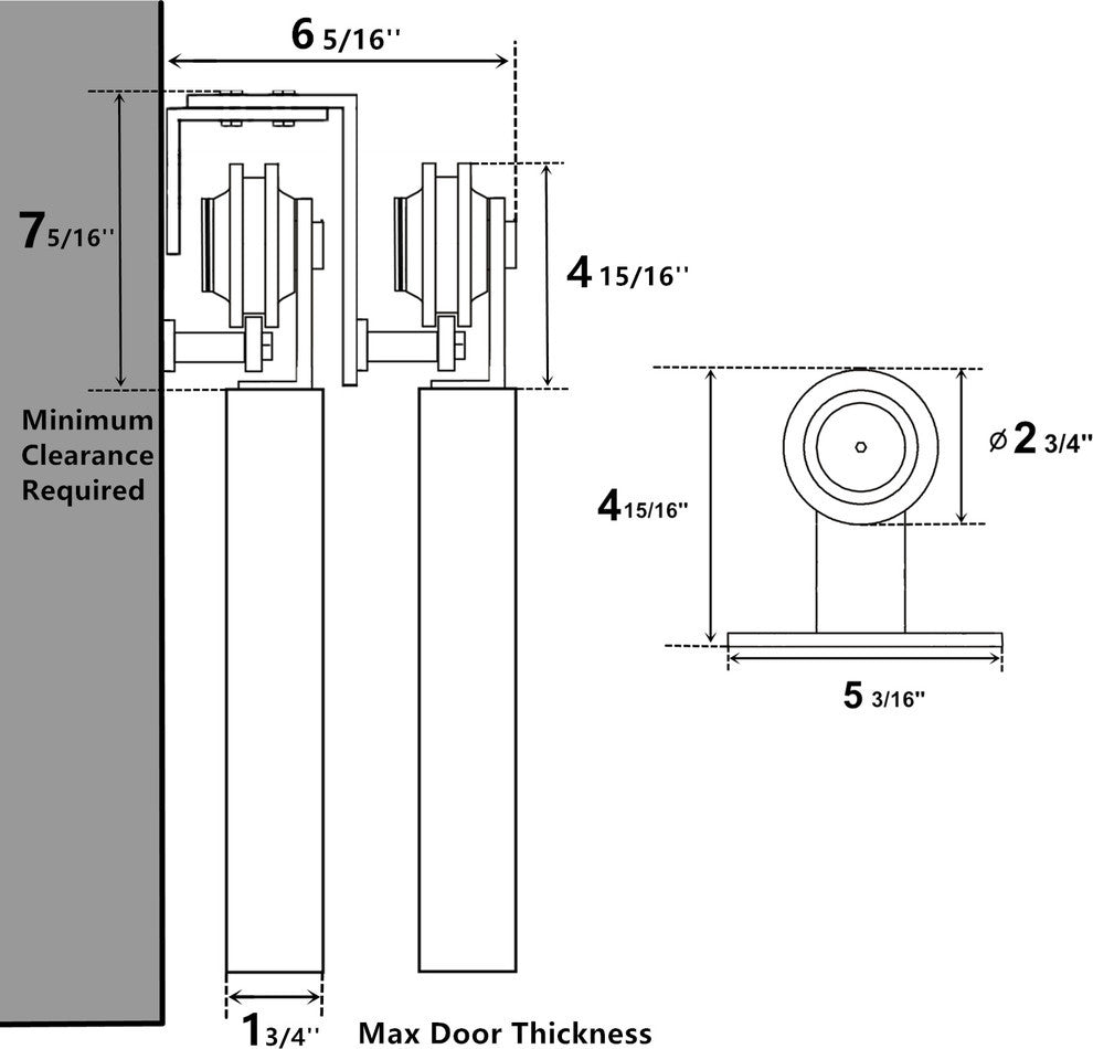 Bypass Sliding Barn Door Hardware Kit, T-Shape Design