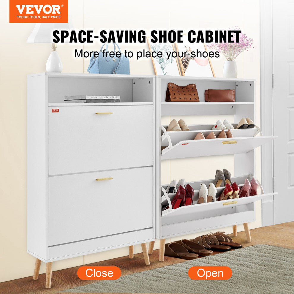 VEVOR Shoe Cabinet with 2 Flip Drawers Shoe Storage Cabinet for Entryway