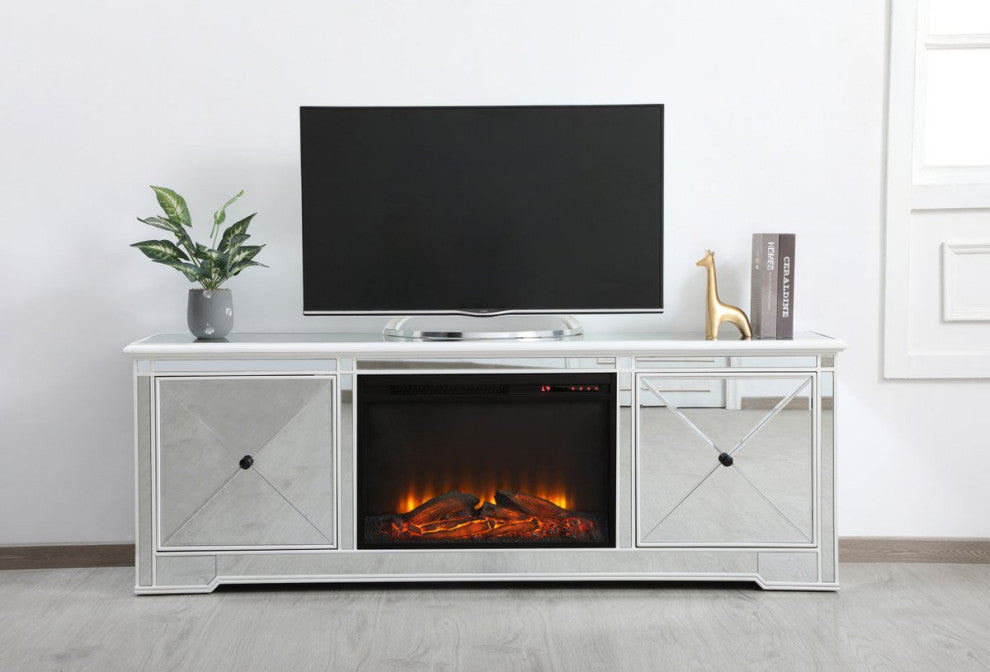 Elegant MF60172AW-F1 Modern 72" Mirrored Tv Stand