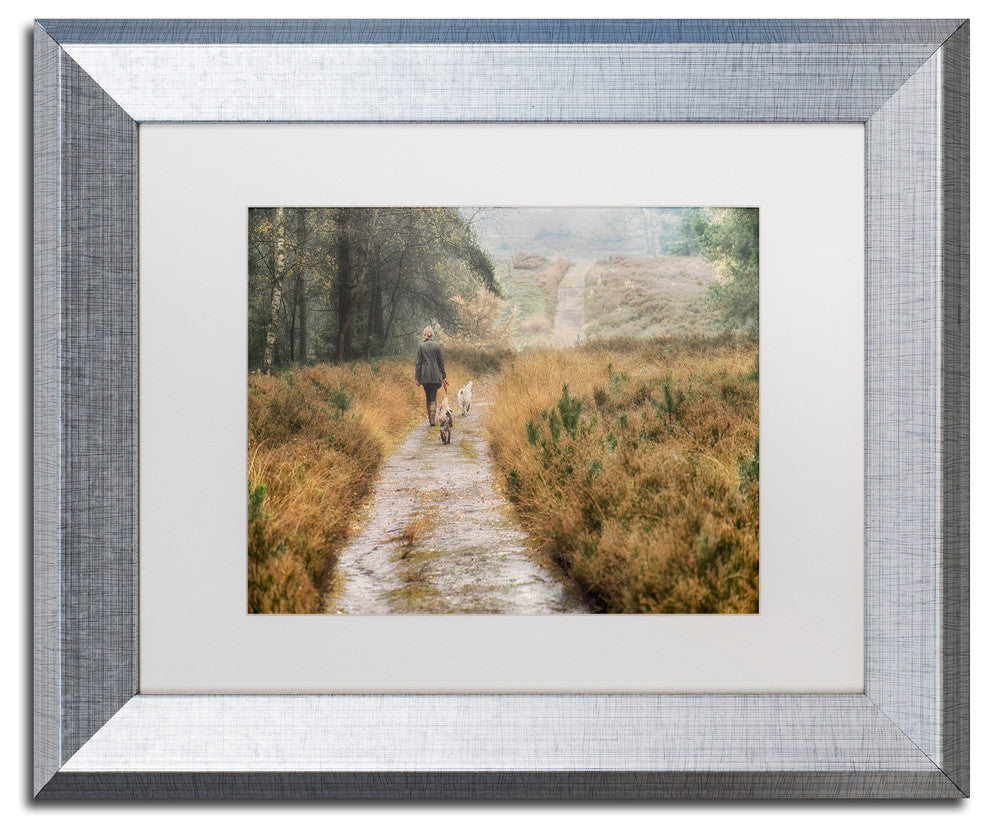 Cora Niele 'Walking the Dogs' Matted Framed Art