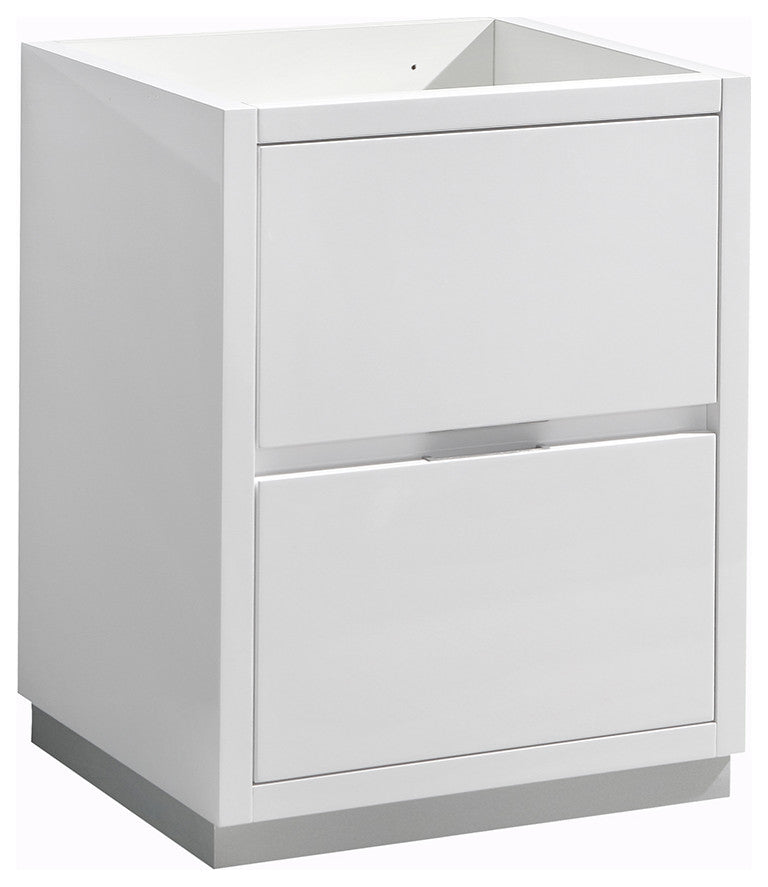 Valencia Free Standing Modern Bathroom Cabinet, Glossy White, 24"