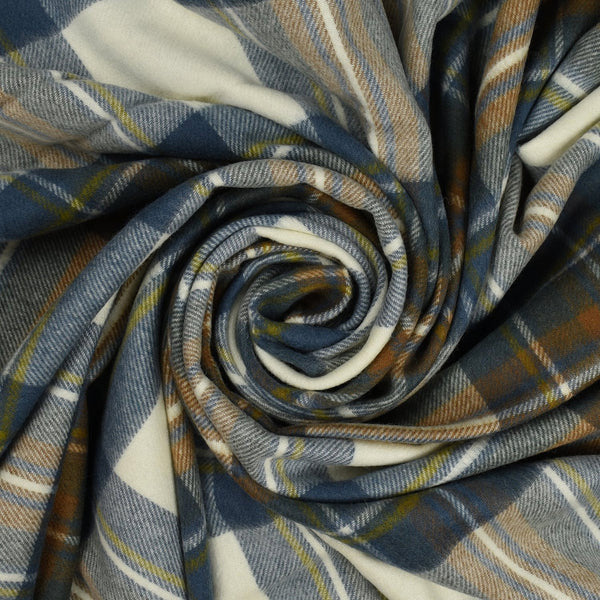Prince of Scots Highland Tartan Tweed Merino Wool Throw, Muted Blue Stewart