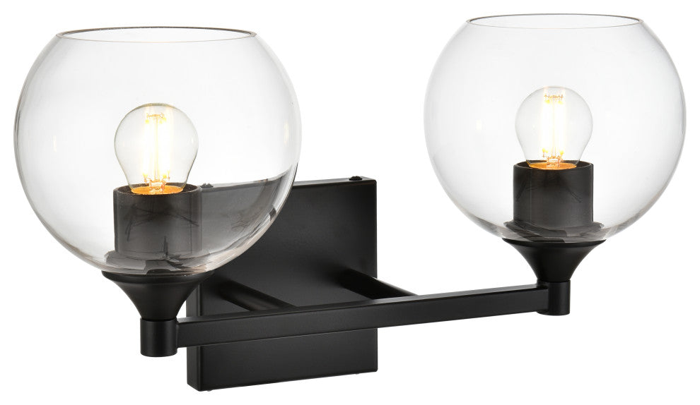 2 Light Black And Clear Bath Sconce