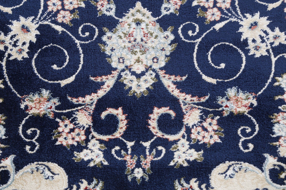 Blue Floral Medallion Transitional Turkish Rug Oriental Carpet 5x8