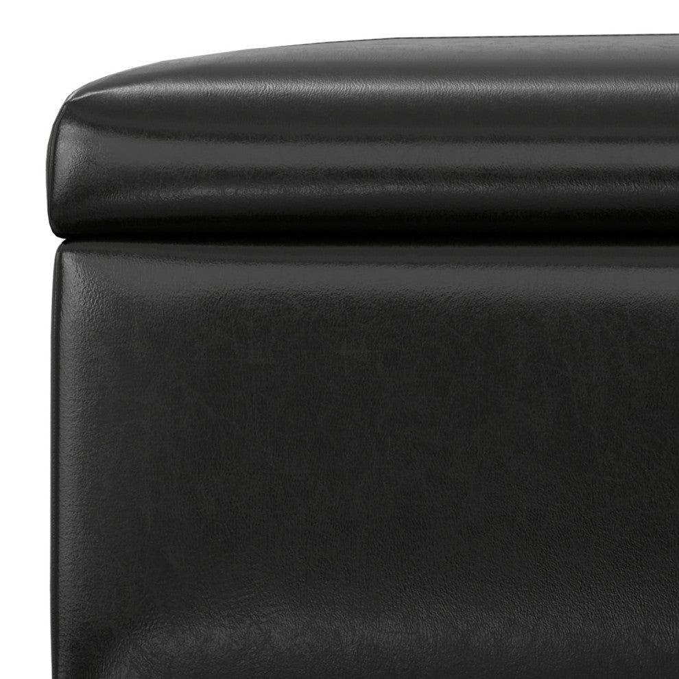 Gabbie Rectangular Storage Ottoman, Midnight Black