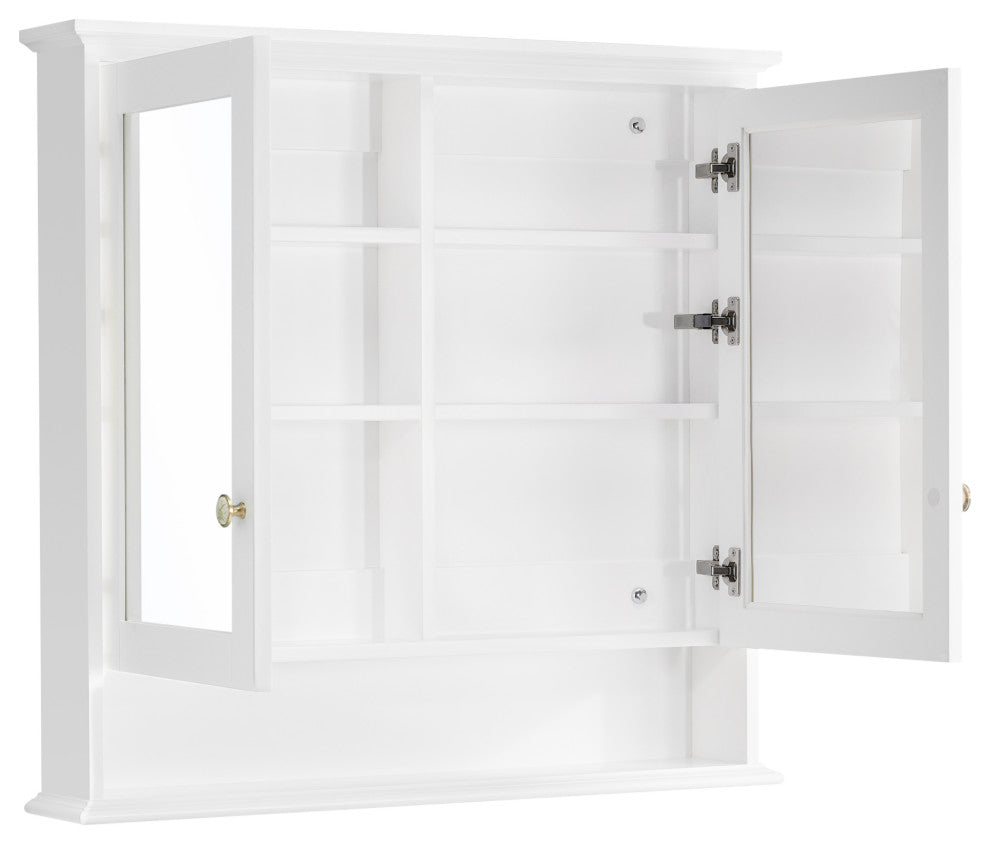 Handmade Wall-Mounted Medicine Cabinet, White, 36"x34", Double Doors