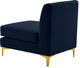Alina Velvet Upholstered Modular Armless Chair, Navy