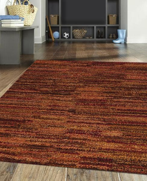 Hand Woven Rust Wool Area Rug