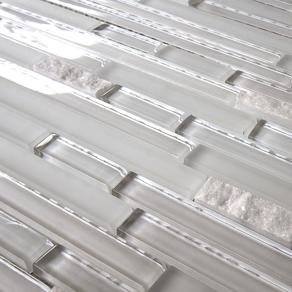 Glass and Stone Mosaic Tile, Horizon Collection, Freeze, Strips, Sample