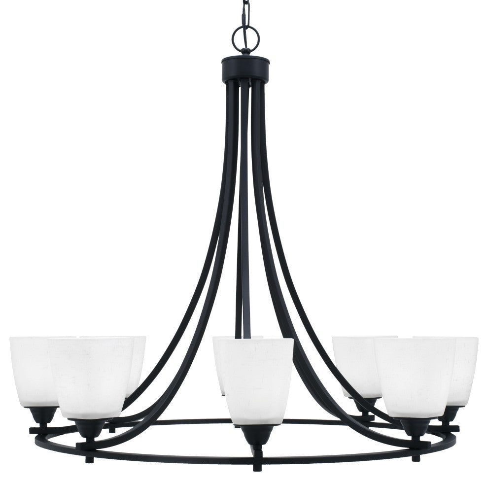 Paramount Uplight 8-Light Chandelier, Matte Black, 4.5" White Muslin Glass