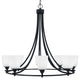 Paramount Uplight 8-Light Chandelier, Matte Black, 4.5" White Muslin Glass