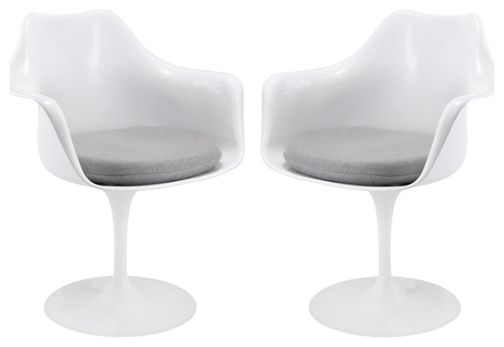 Modern Gray Tulip Dining Armchair Set of 2