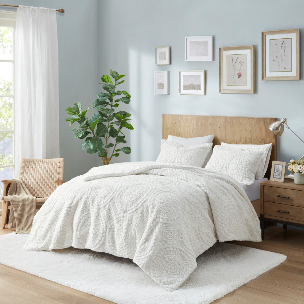 Madison Park Arya Medallion Faux Fur Plush Comforter Mini Set
