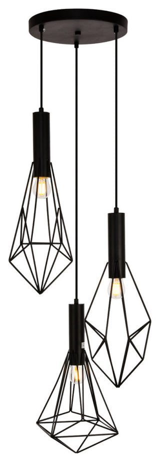 Living District Jago 3-Light Transitional Metal Pendant in Black