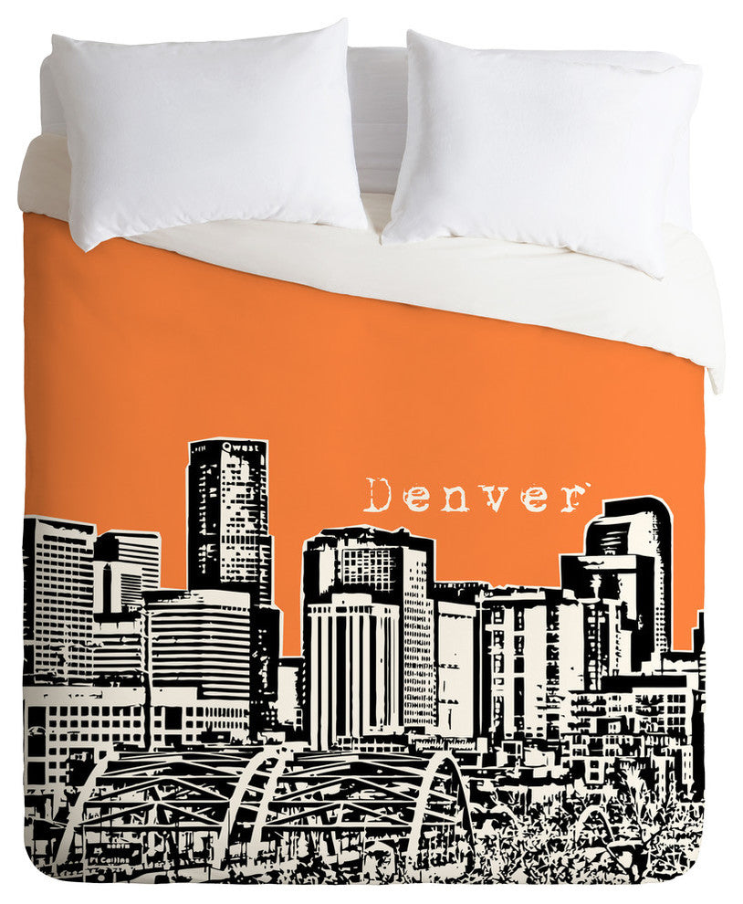 Deny Designs Bird Ave Denver Orange Duvet Cover - Lightweight