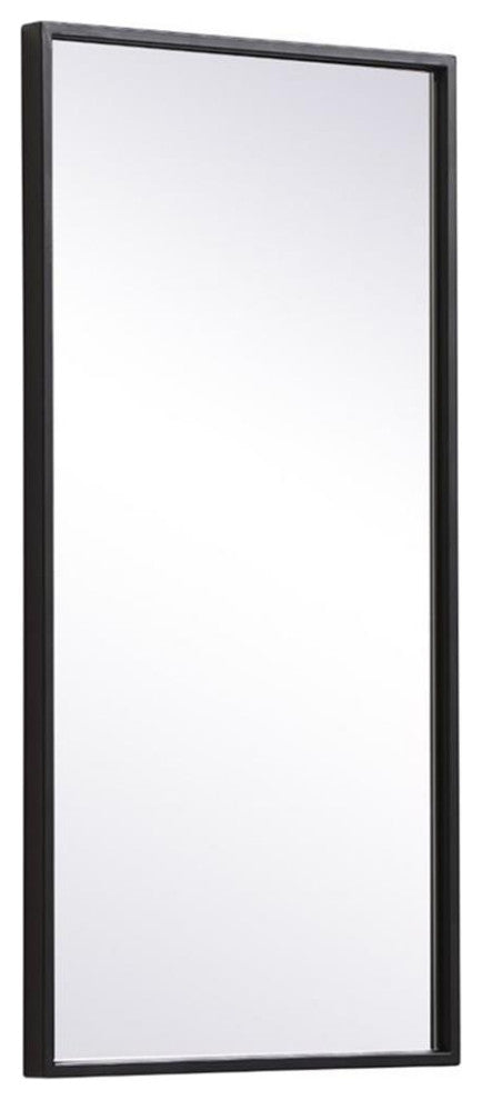 Elegant Decor Eternity 28" x 14" Modern Metal Frame Mirror in Black