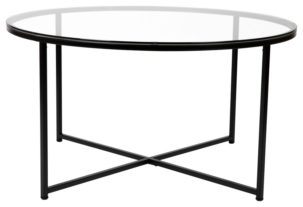 Coffee and End Table Set 3 Piece Occasional Table Set, Clear and Matte Black