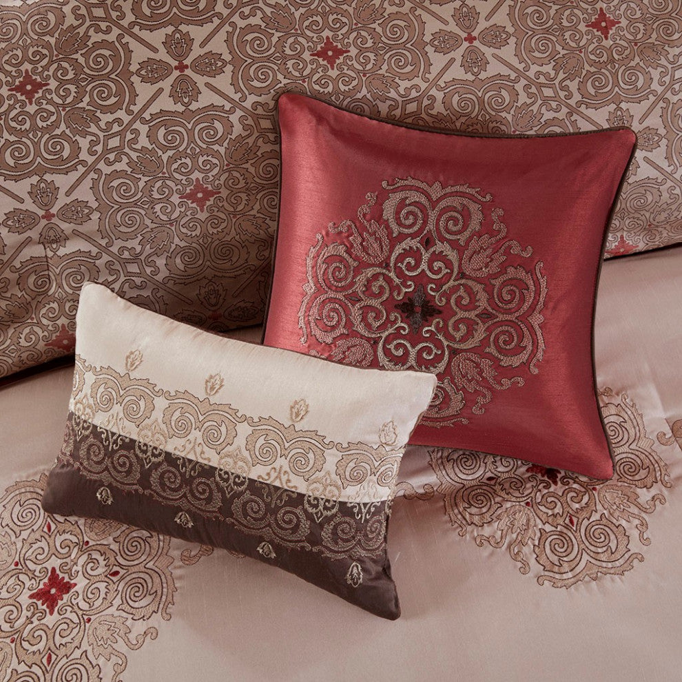 Madison Park Essentials Delaney 24-Piece Room-in-a-Bag Comforter Set, Red, Queen