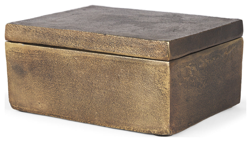 Porschia Large Antiqued Gold Metal Decorative Box
