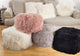 Mongolian Lamb Fur Wool Pouf Ottoman, Ivory