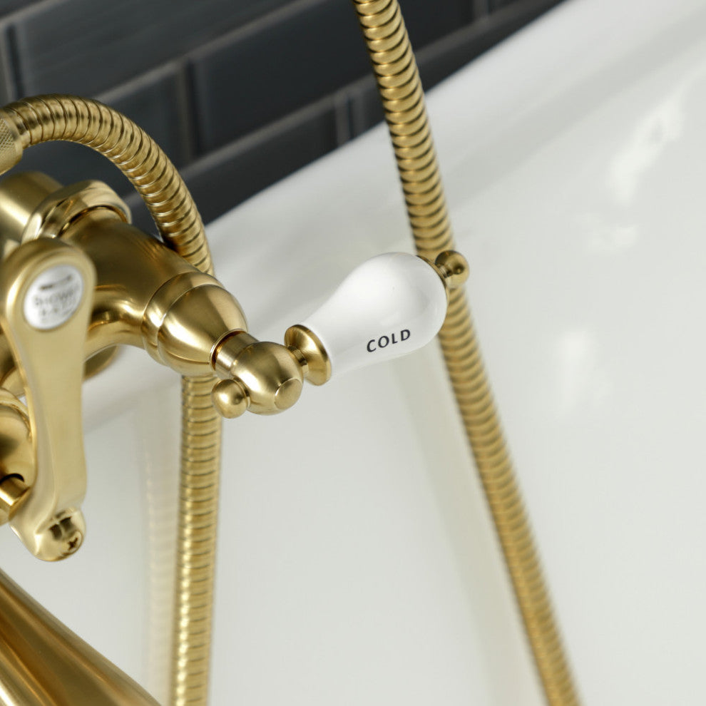 AE207T7 7" Tub Faucet With Hand Shower, Brushed Brass